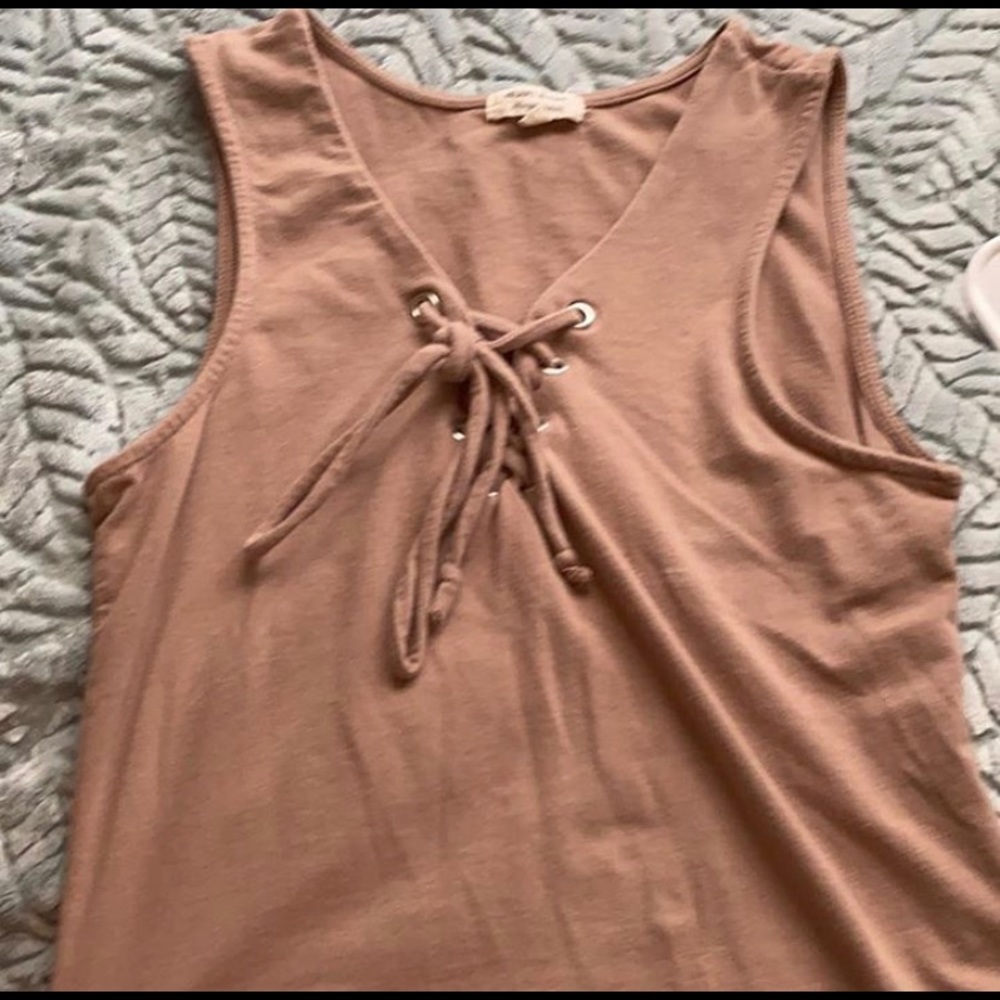 Tan knotted crop top